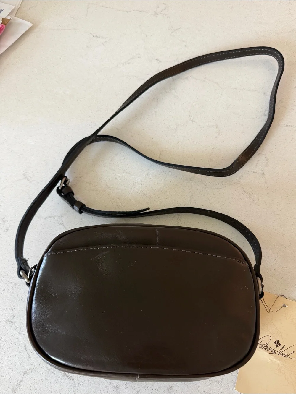 Patricia Nash Dark Brown Leather Crossbody Bag